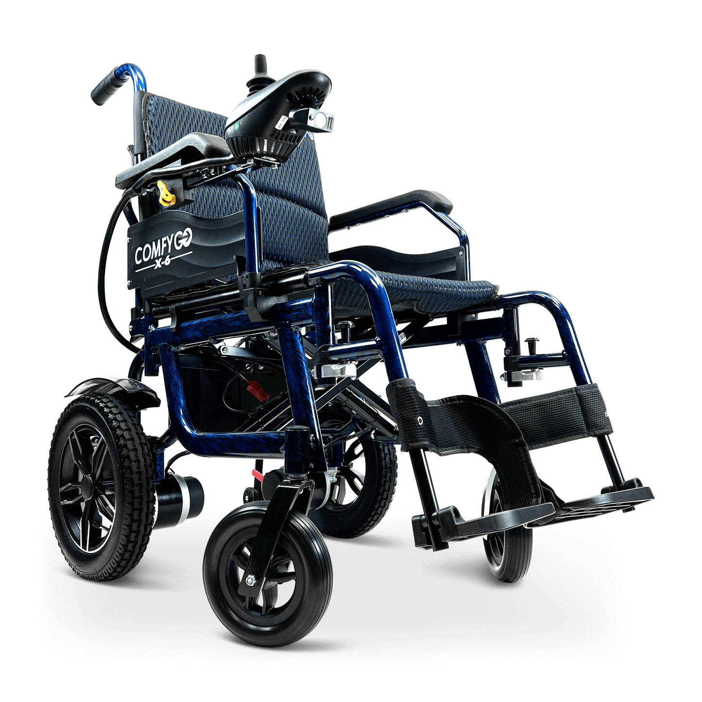 X-6 Lightweight Electric Wheelchair (17.5″ Wide Seat) - blue right front