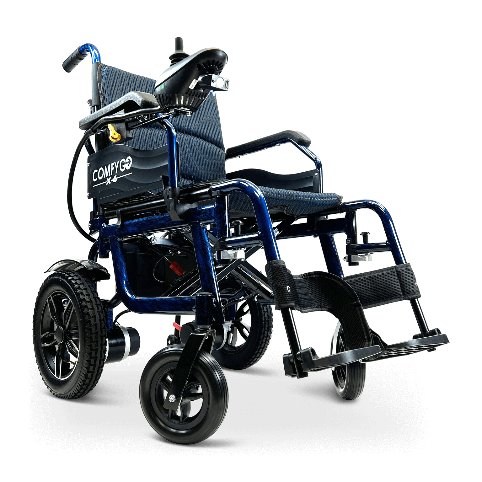 X-6 Lightweight Electric Wheelchair (17.5″ Wide Seat) - blue right front