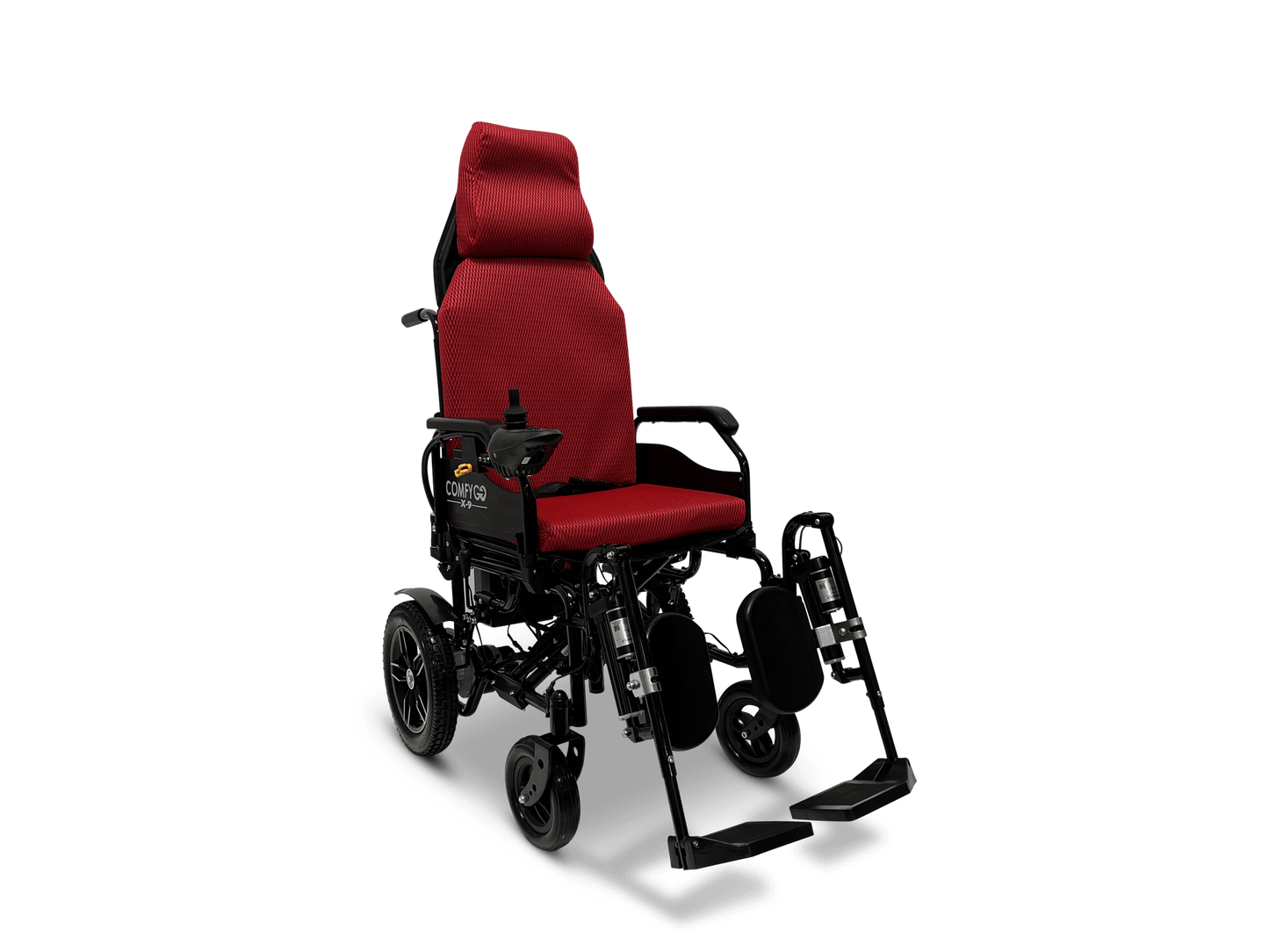 X-9 Remote Controlled Electric Wheelchair with Automatic Recline - red right front