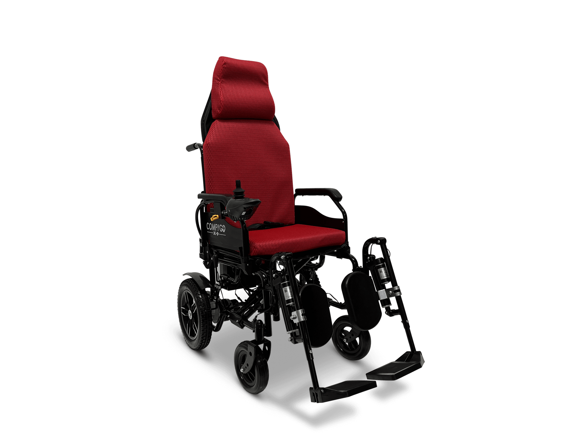 X-9 Remote Controlled Electric Wheelchair with Automatic Recline - red right front