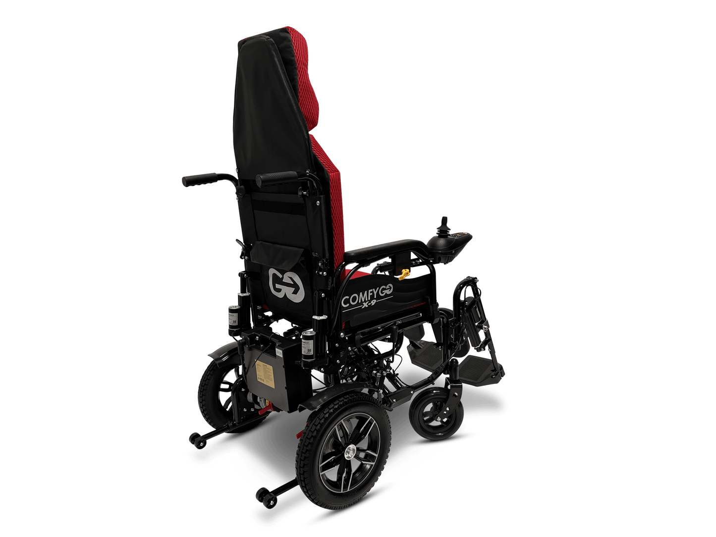 X-9 Remote Controlled Electric Wheelchair with Automatic Recline - red left rear