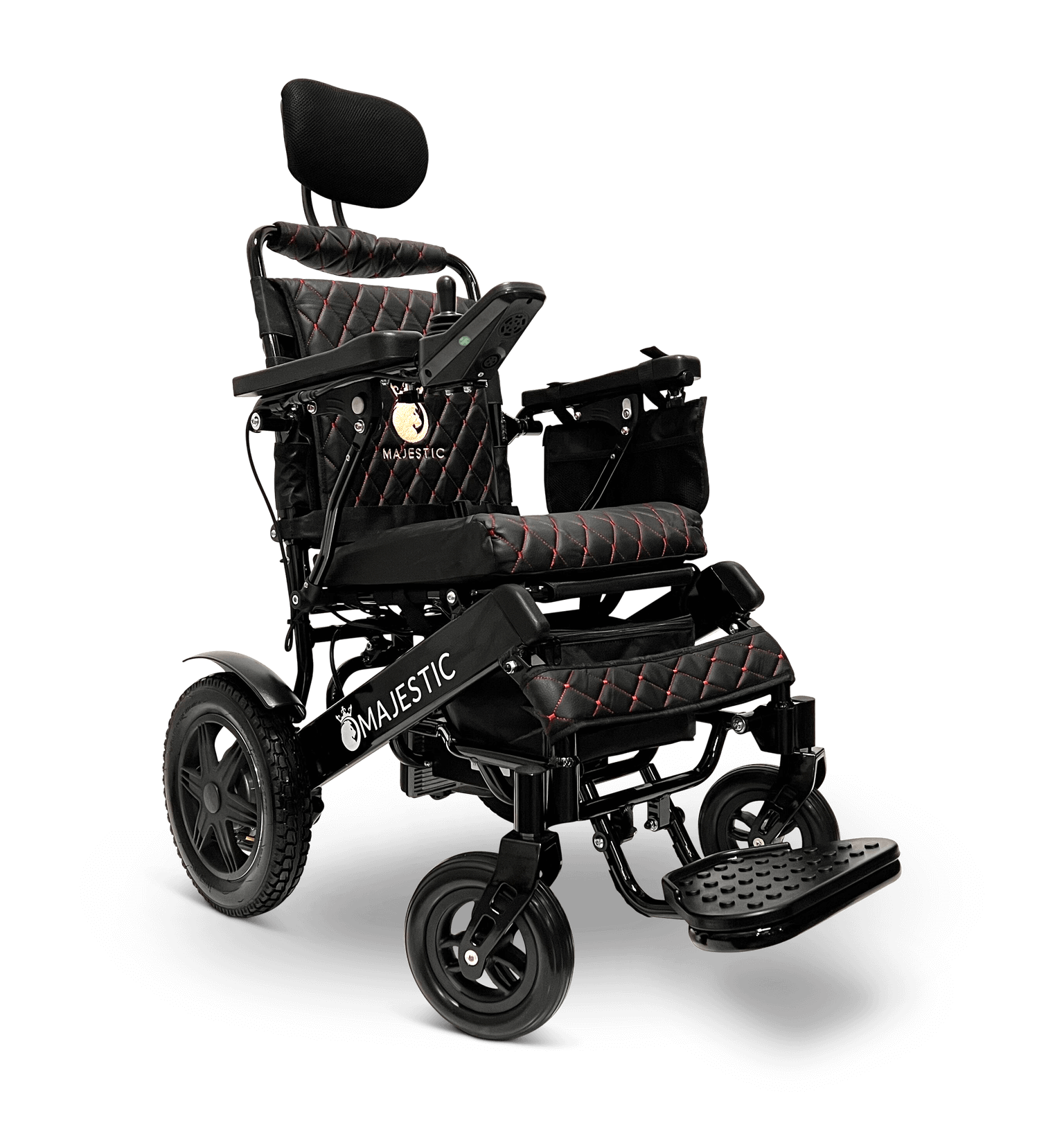 Majestic IQ-9000 Long Range Electric Wheelchair With Recline (17.5” Or 20” Wide Seat) - black with black fabric