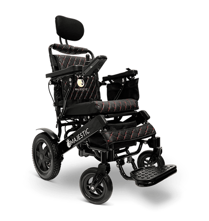 Majestic IQ-9000 Long Range Electric Wheelchair With Recline (17.5” Or 20” Wide Seat) - black with black fabric