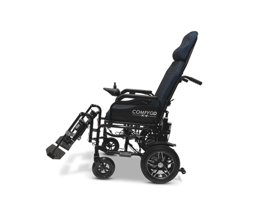 X-9 Remote Controlled Electric Wheelchair with Automatic Recline - blue left side