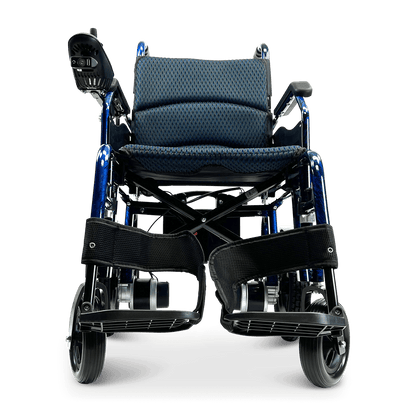 X-6 Lightweight Electric Wheelchair (17.5″ Wide Seat) - blue front view