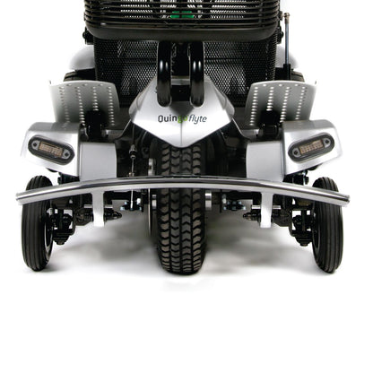 Quingo Flyte Mobility Scooter with MK2 Docking Station - front wheels close up