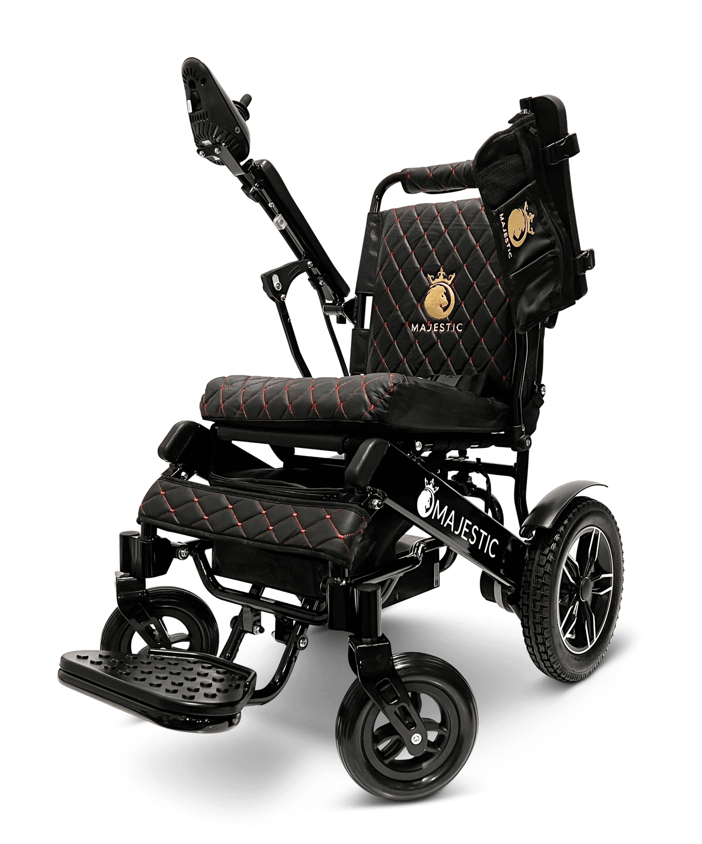 Majestic IQ-8000 Remote Controlled Electric Wheelchair (17.5” Wide Seat) - black color armrests raised