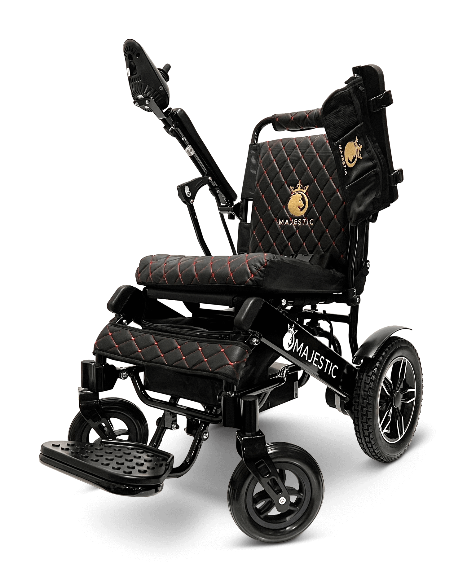 Majestic IQ-8000 Remote Controlled Electric Wheelchair (17.5” Wide Seat) - black color armrests raised