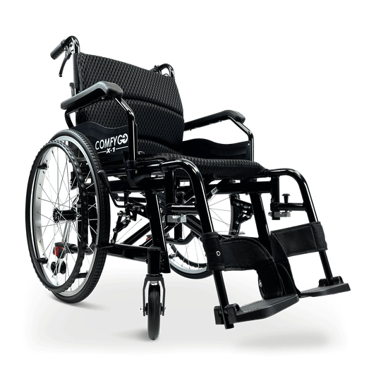 X-1 Manual Wheelchair - black standard color right front