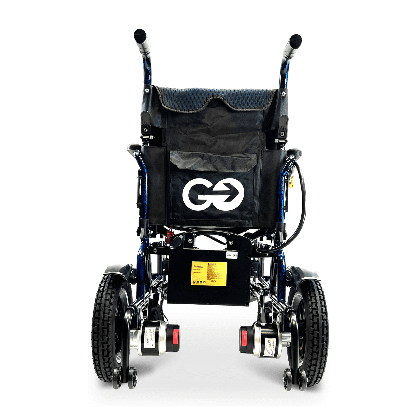 X-6 Lightweight Electric Wheelchair (17.5″ Wide Seat) - blue rear