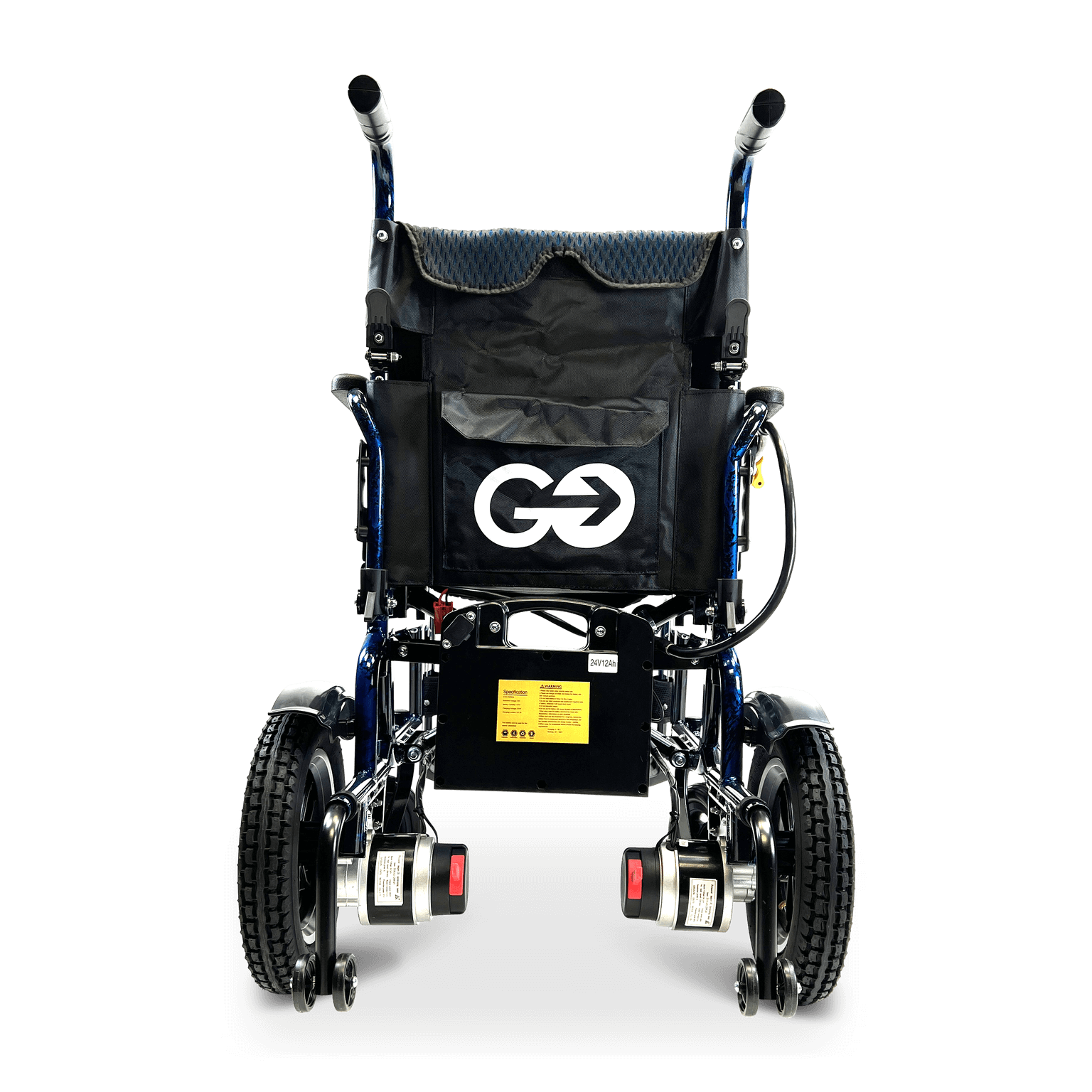 X-6 Lightweight Electric Wheelchair (17.5″ Wide Seat) - blue rear