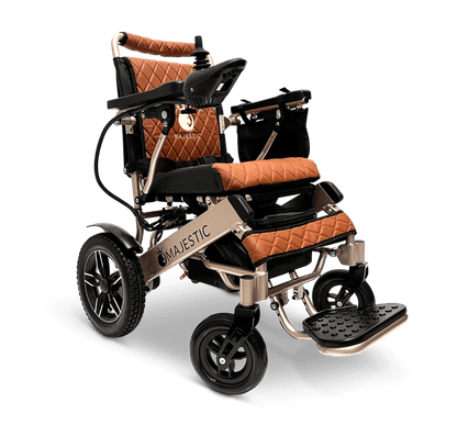 Majestic IQ-8000 Remote Controlled Electric Wheelchair (17.5” Wide Seat) - bronze and taba color right front