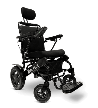 Majestic IQ-9000 Long Range Electric Wheelchair With Recline (17.5” Or 20” Wide Seat) - black frame with standard fabric