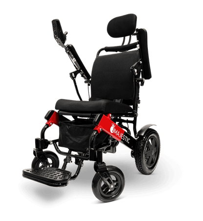 Majestic IQ-9000 Long Range Electric Wheelchair With Recline (17.5” Or 20” Wide Seat) - black and red frame with standard fabric