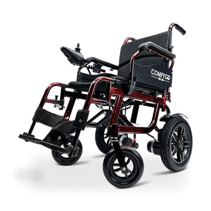 X-6 Lightweight Electric Wheelchair (17.5″ Wide Seat) - red left front