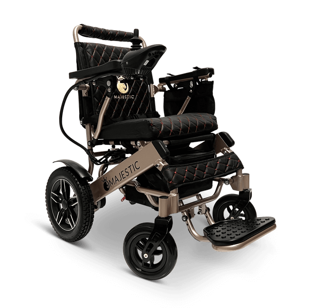 Majestic IQ-8000 Remote Controlled Electric Wheelchair (17.5” Wide Seat) - bronze and black color right front