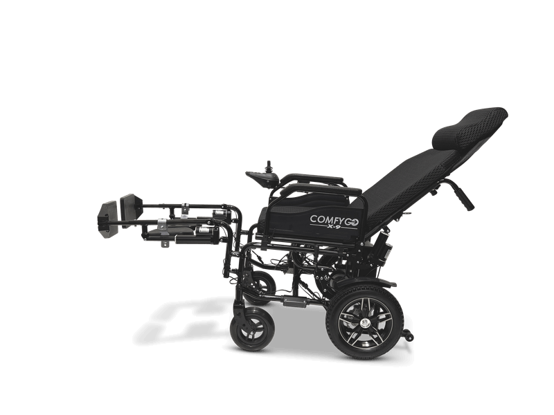 X-9 Remote Controlled Electric Wheelchair with Automatic Recline - black reclined